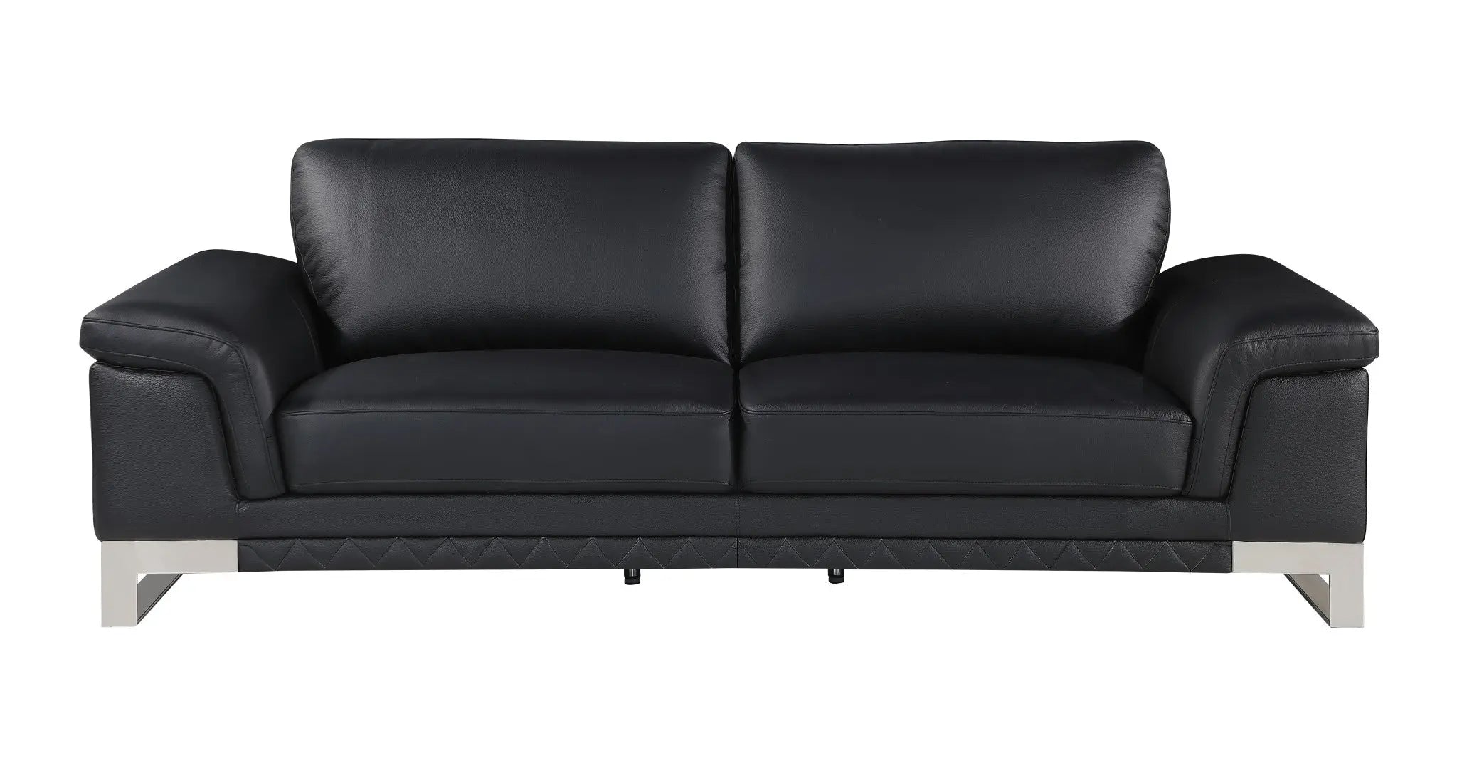 Two Piece Indoor Black Italian Leather Five Person Seating Set Homeroots Living Room