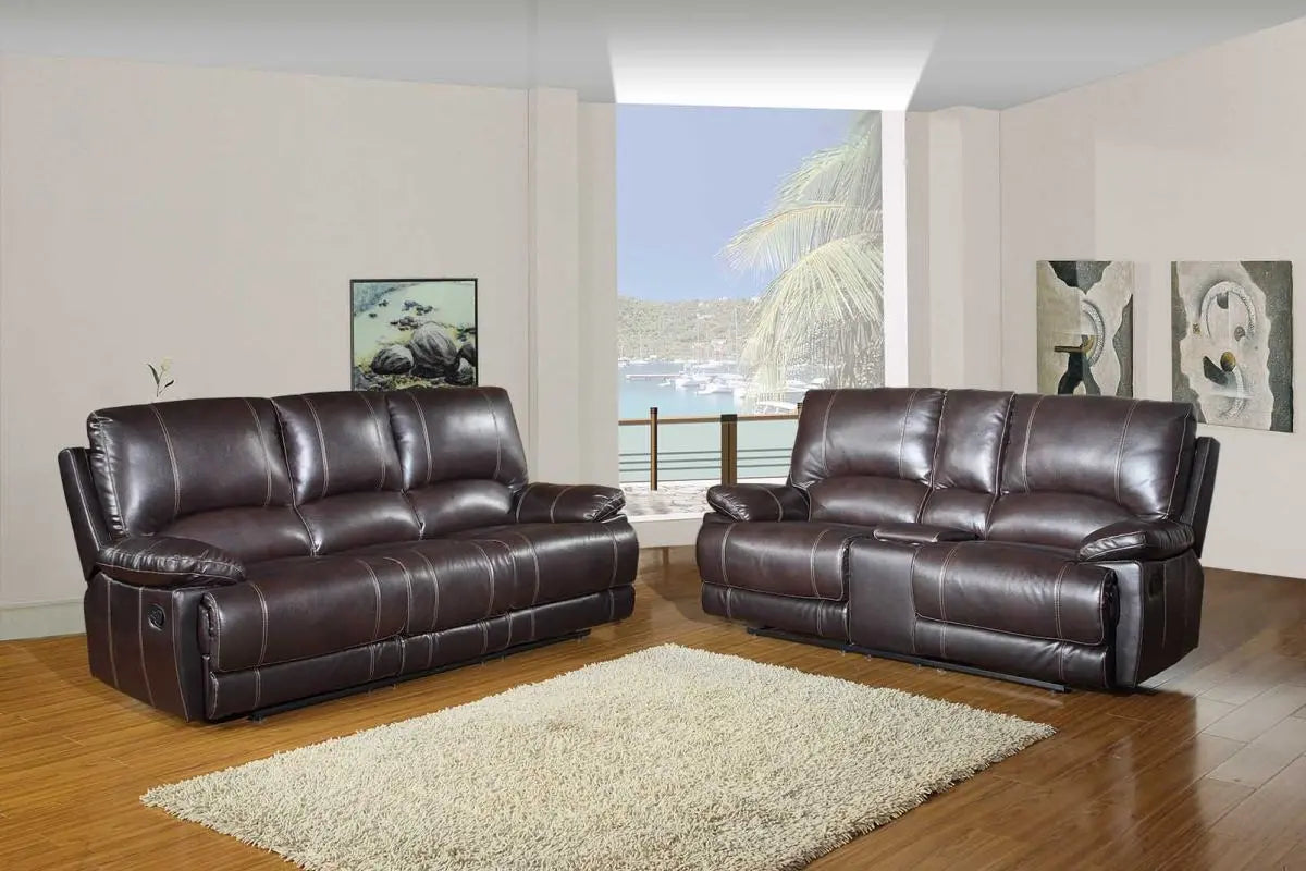 Two Piece Indoor Brown Faux Leather Five Person Seating Set Homeroots Living Room