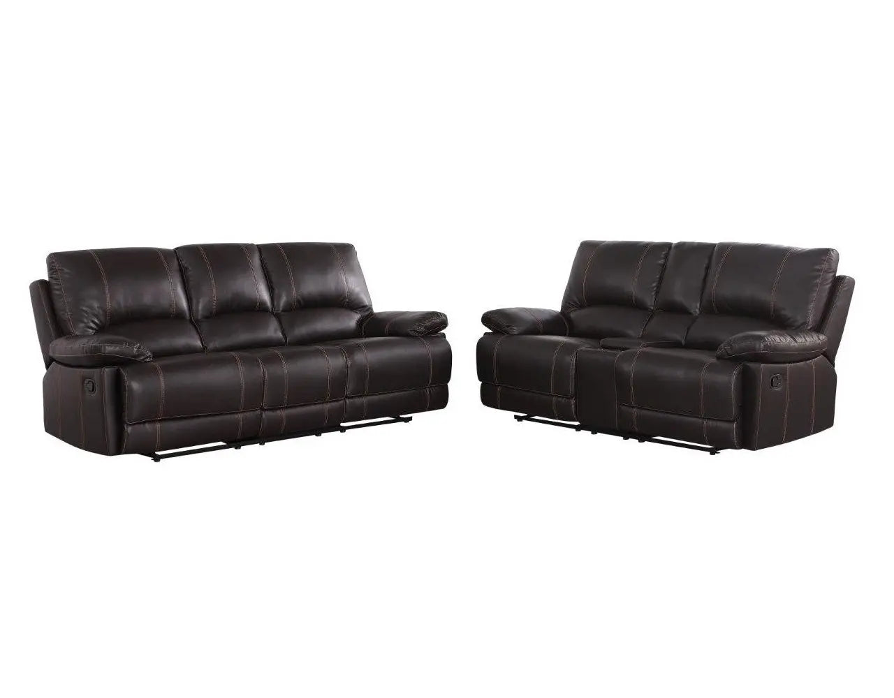 Two Piece Indoor Brown Faux Leather Five Person Seating Set Homeroots Living Room