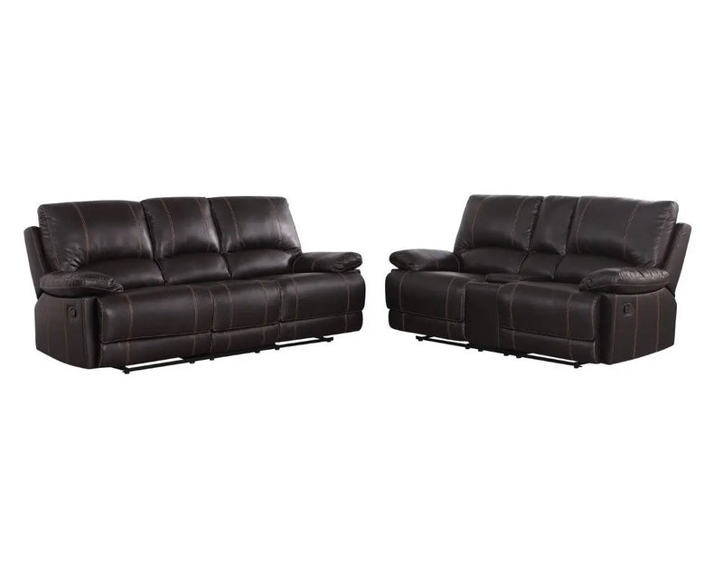 Two Piece Indoor Brown Faux Leather Five Person Seating Set Homeroots Living Room