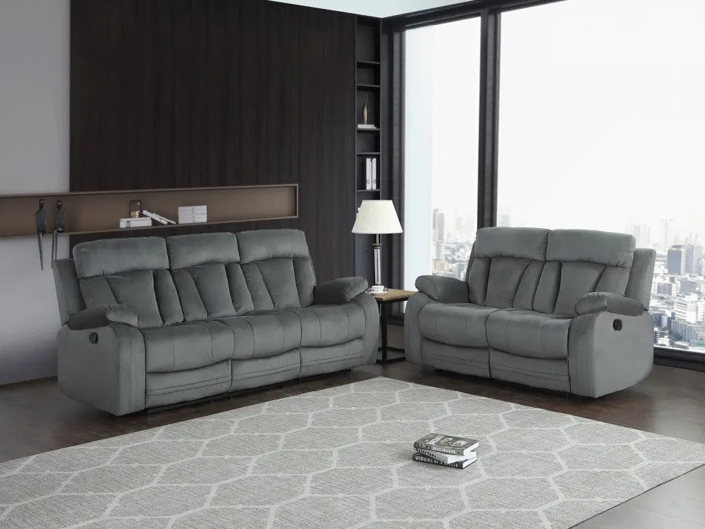 Two Piece Indoor Gray Microsuede Five Person Seating Set Homeroots Living Room