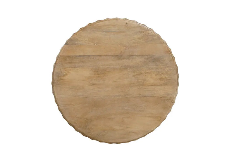 Two Piece Natural Solid Wood Round Drum Coffee And End Table Set Homeroots Living Room