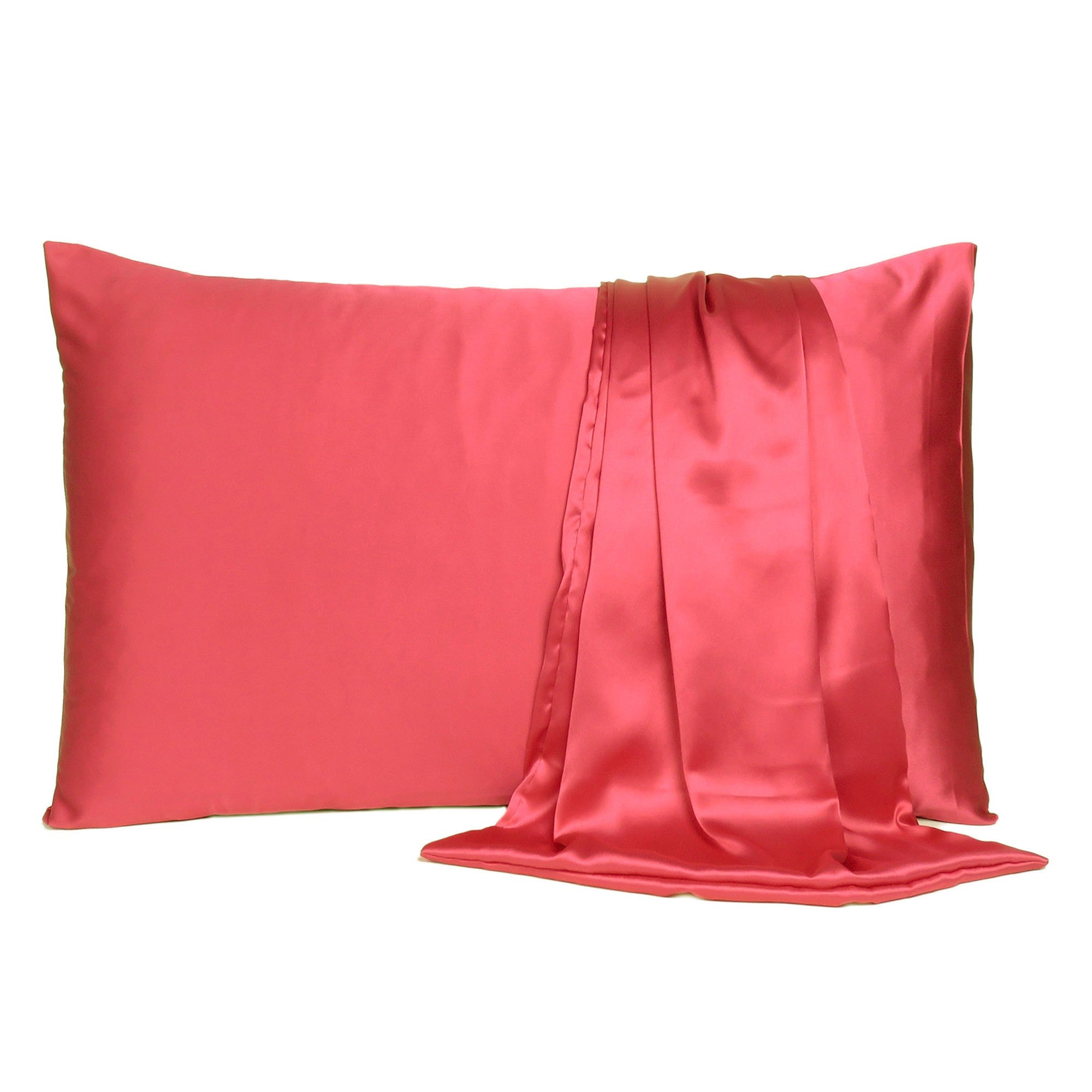 Two Piece Salmon Pink Dreamy Silky Satin Pillowcases Homeroots Bed & Bath