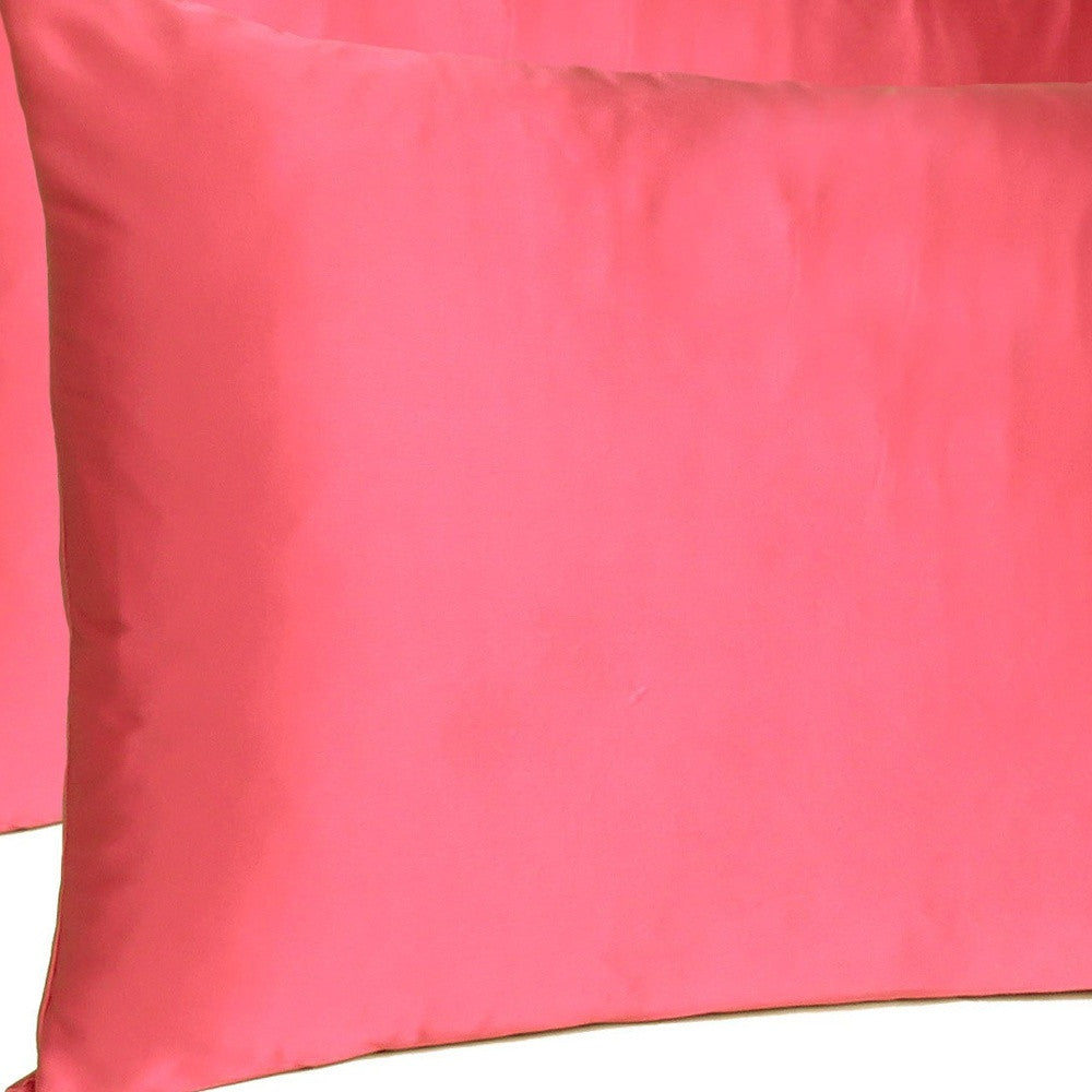 Two Piece Salmon Pink Dreamy Silky Satin Pillowcases Homeroots Bed & Bath