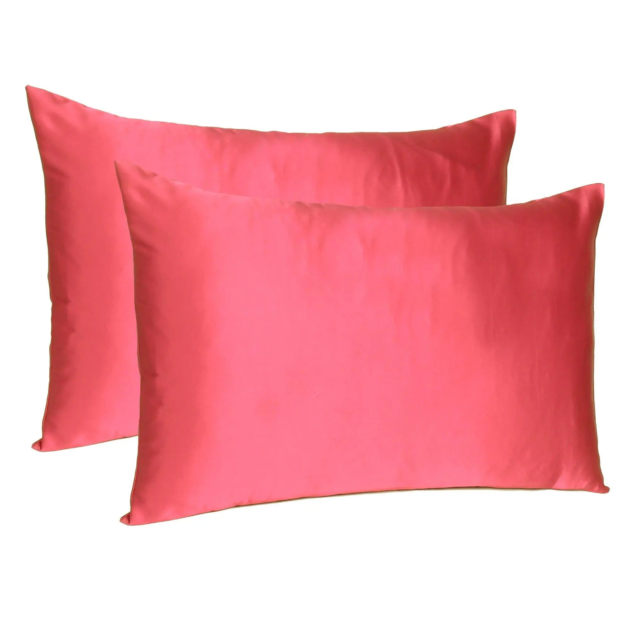 Two Piece Salmon Pink Dreamy Silky Satin Pillowcases Homeroots Bed & Bath