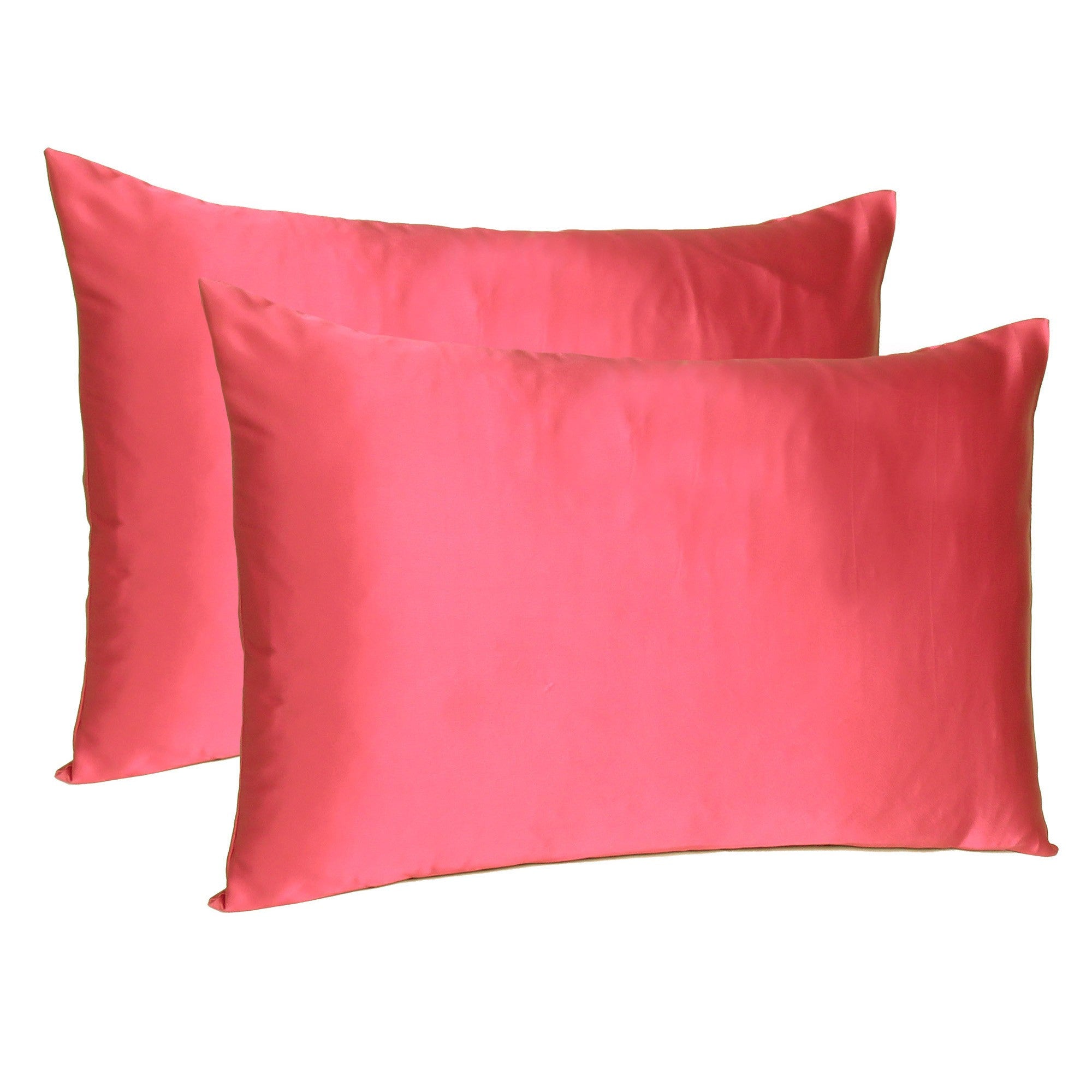 Two Piece Salmon Pink Dreamy Silky Satin Pillowcases Homeroots Bed & Bath