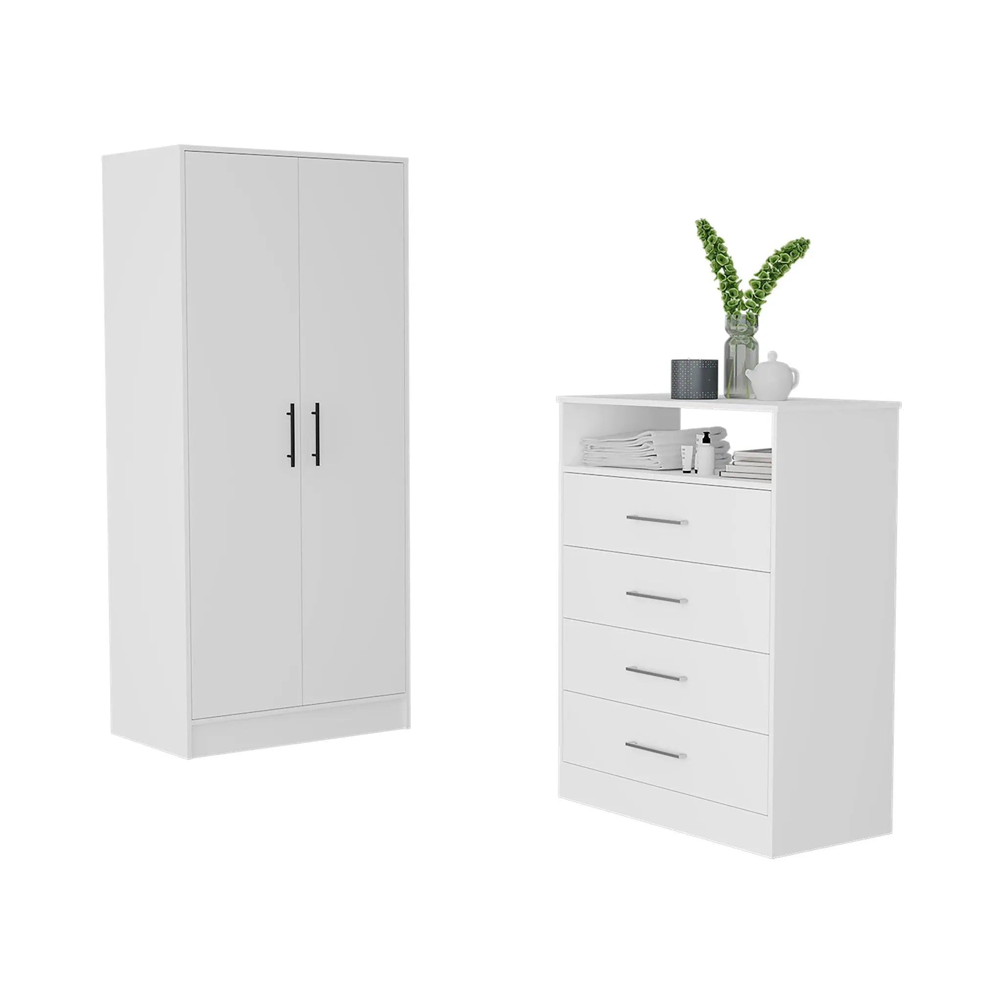 Two Piece White Bedroom Set Homeroots Bed & Bath