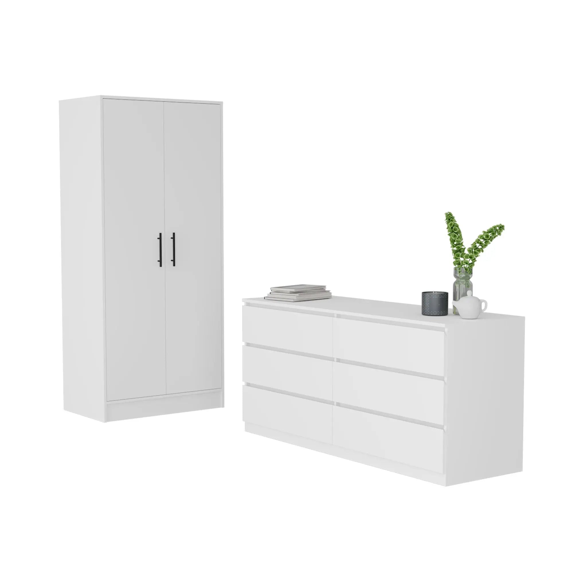 Two Piece White Bedroom Set Homeroots Bed & Bath