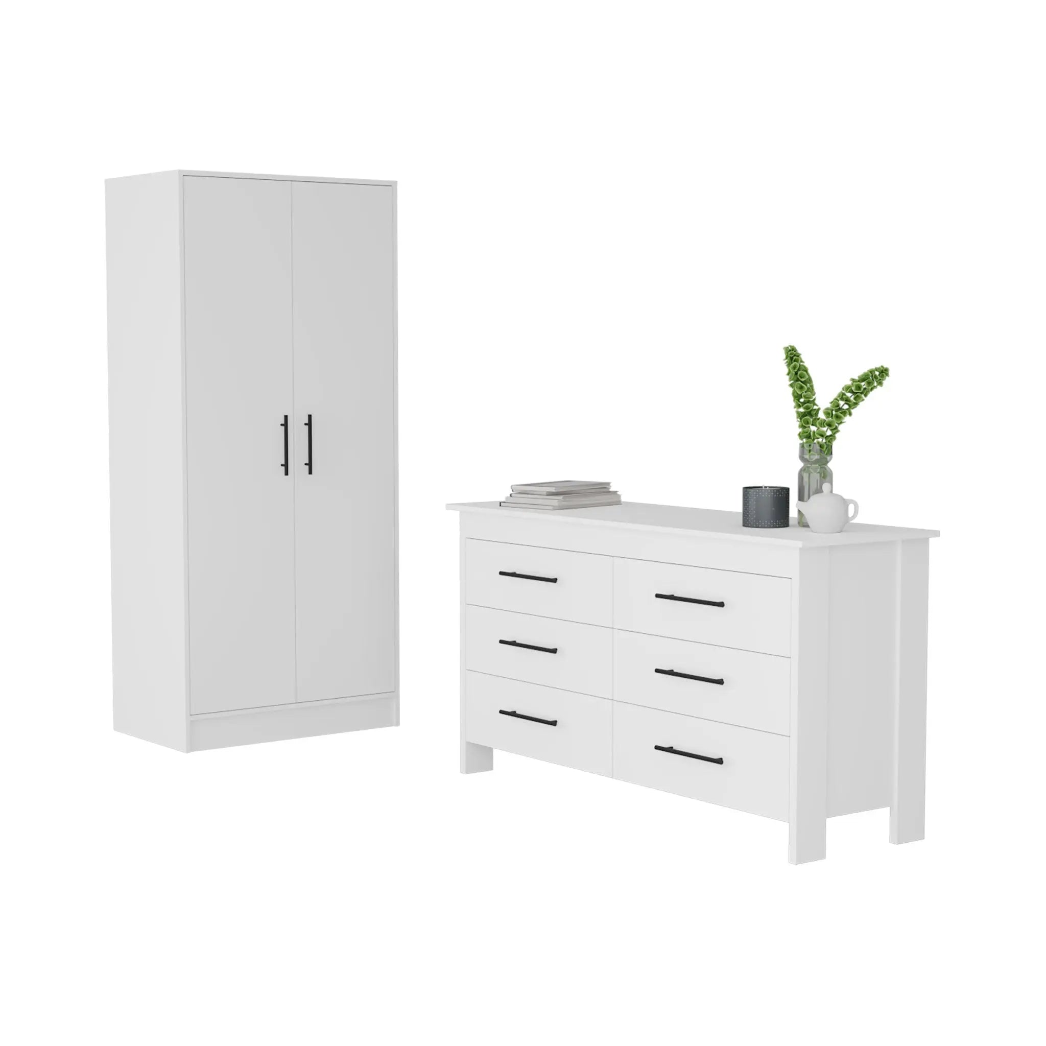 Two Piece White Bedroom Set Homeroots Bed & Bath