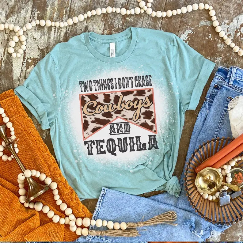 Two Things I don't Chase Teal Shirt Bleached CK's Boutique