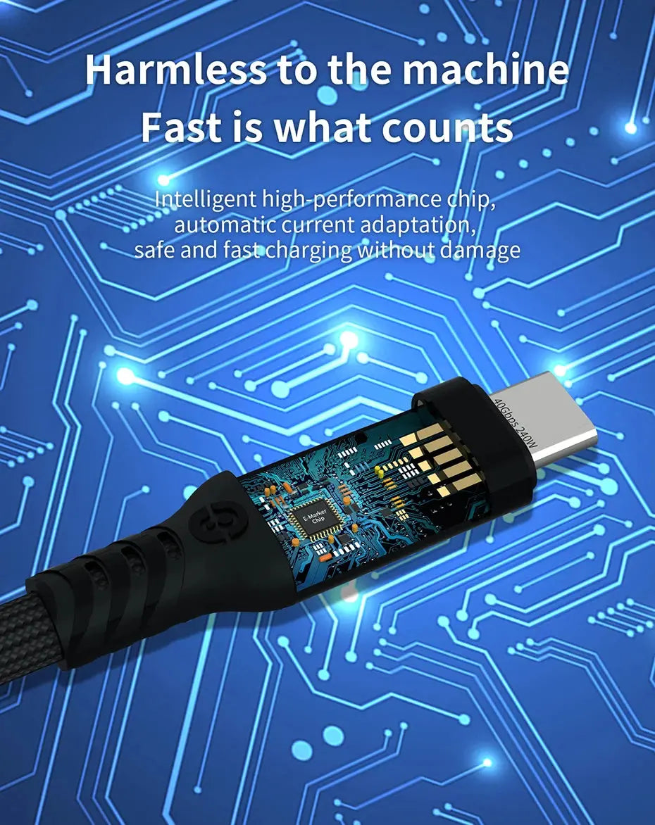 UGOURD Thunderbolt 4 USB4 Cable 40Gbps Thunderbolt3 0.2m-2m 3m Type C Fast Charger Cable 240W Data Transfer USB C For Laptop SSD GreatEagleInc