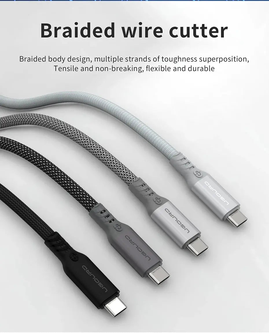 UGOURD Thunderbolt 4 USB4 Cable 40Gbps Thunderbolt3 0.2m-2m 3m Type C Fast Charger Cable 240W Data Transfer USB C For Laptop SSD GreatEagleInc