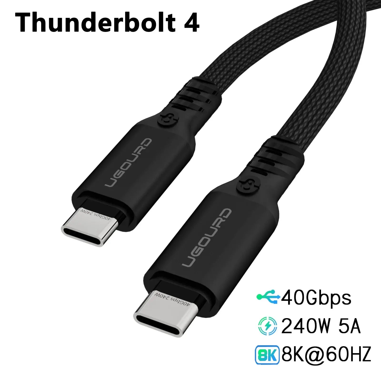 UGOURD Thunderbolt 4 USB4 Cable 40Gbps Thunderbolt3 0.2m-2m 3m Type C Fast Charger Cable 240W Data Transfer USB C For Laptop SSD GreatEagleInc