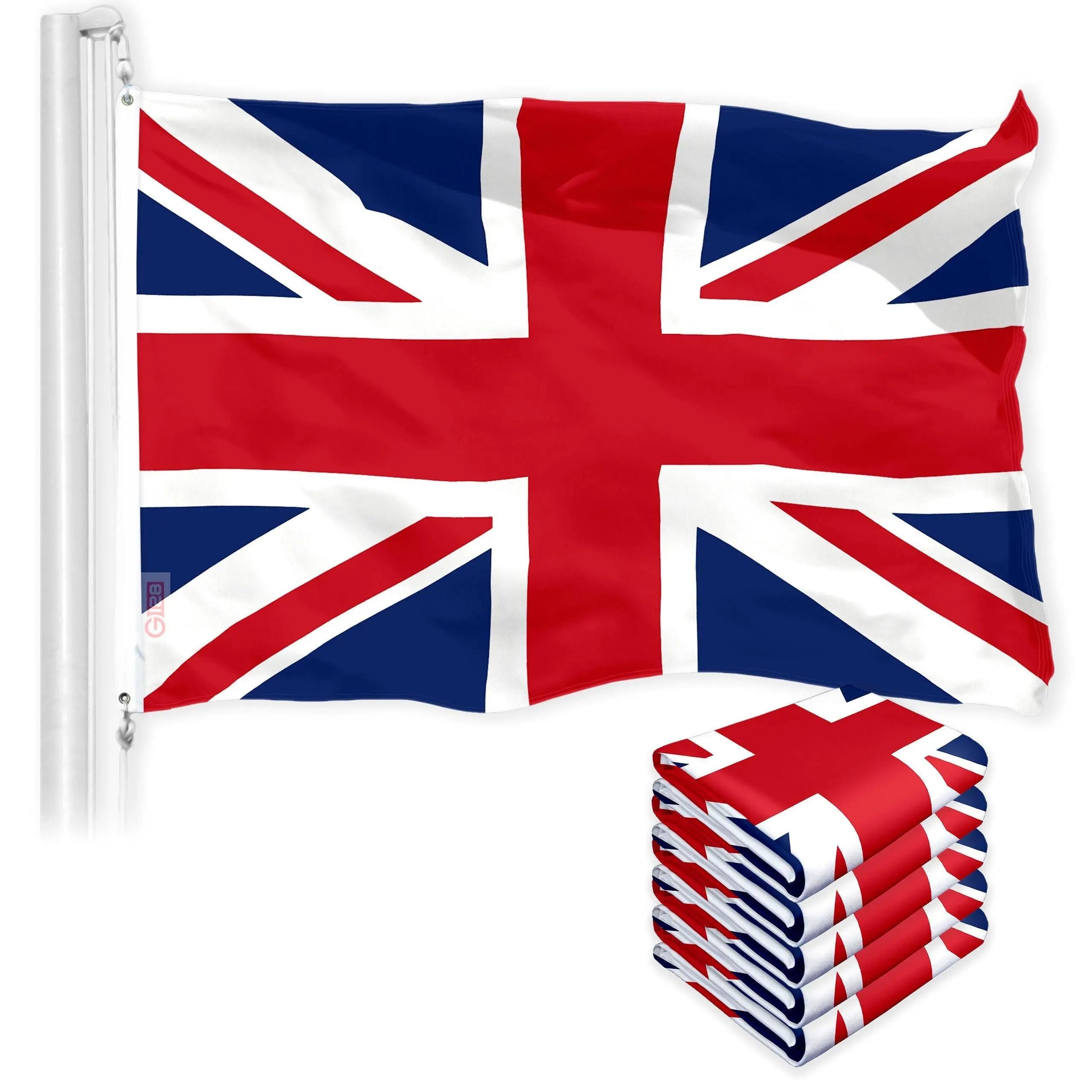UK Great Britain Flag 3x5 Ft 5-Pack 150D Printed Polyester By G128 G128