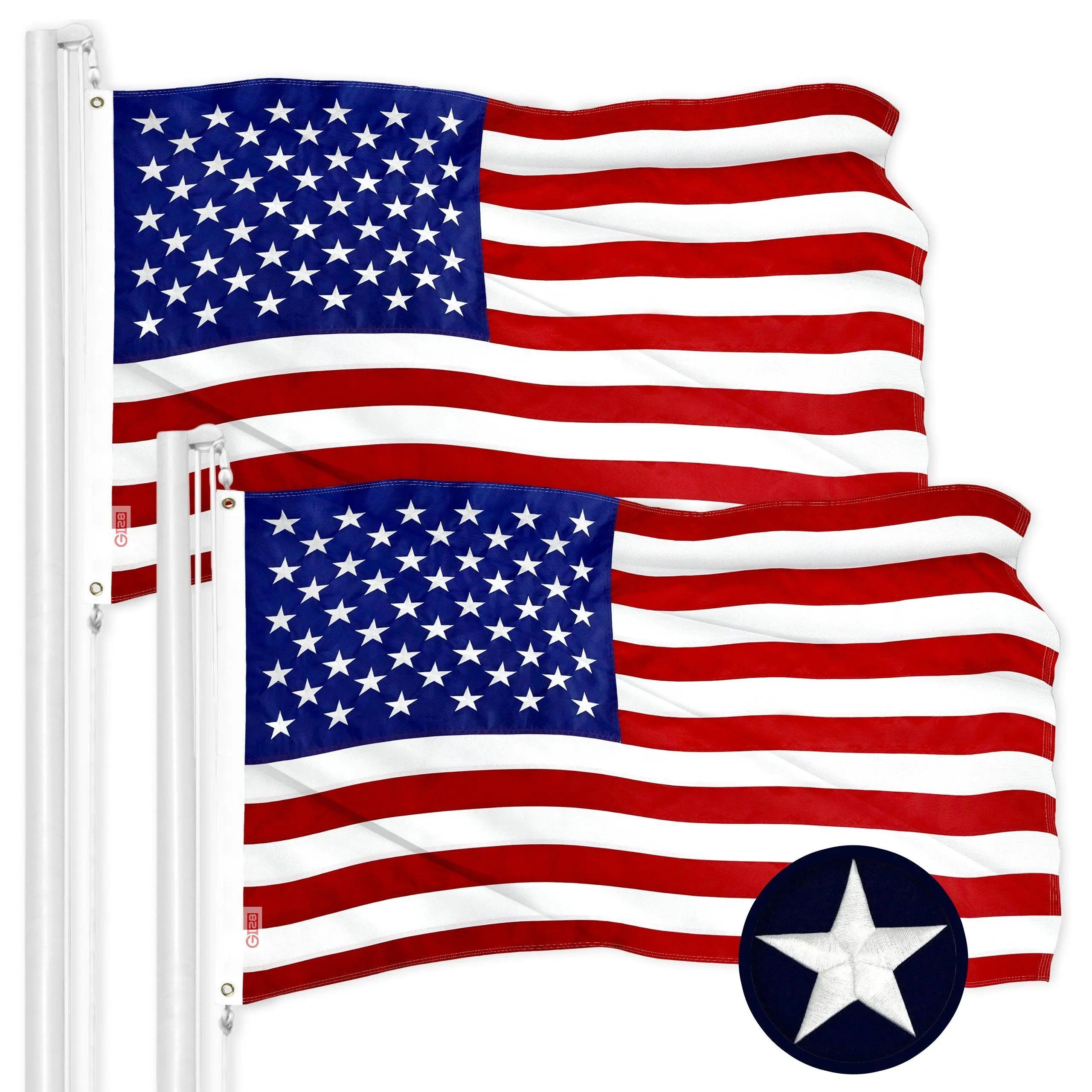 USA American Flag 5x8FT 2-Pack Embroidered Polyester By G128 G128