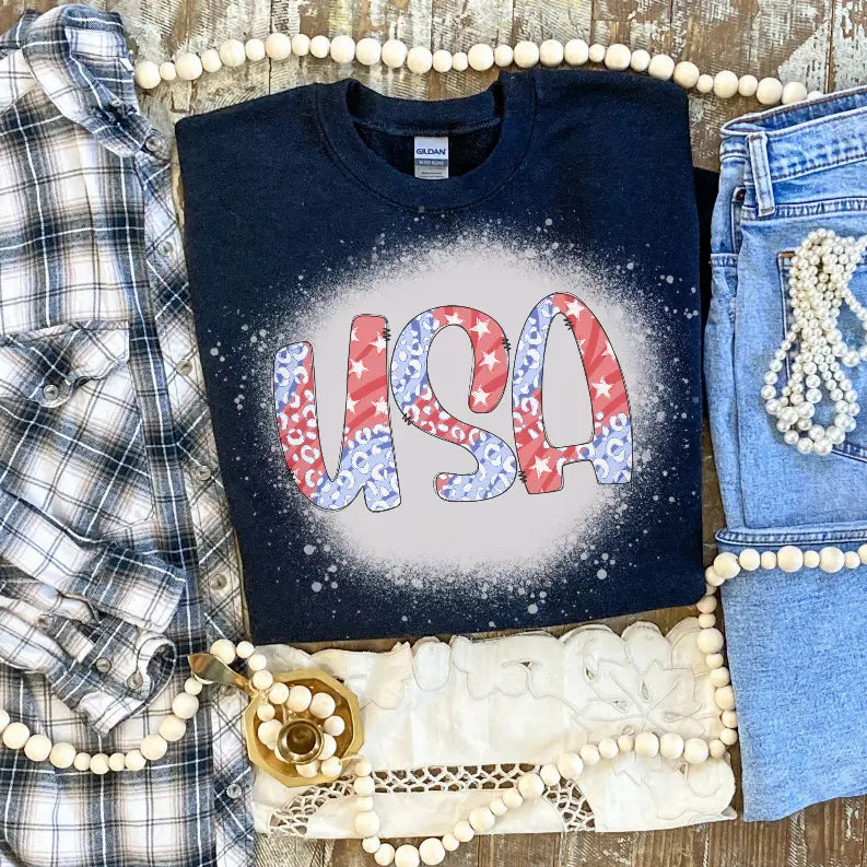 USA Bleached Shirt - 4th of July Shirt CK's Boutique