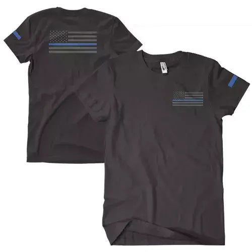 USA Flag/Thin Blue Line T-Shirt Black 2-Sided Fox Outdoor