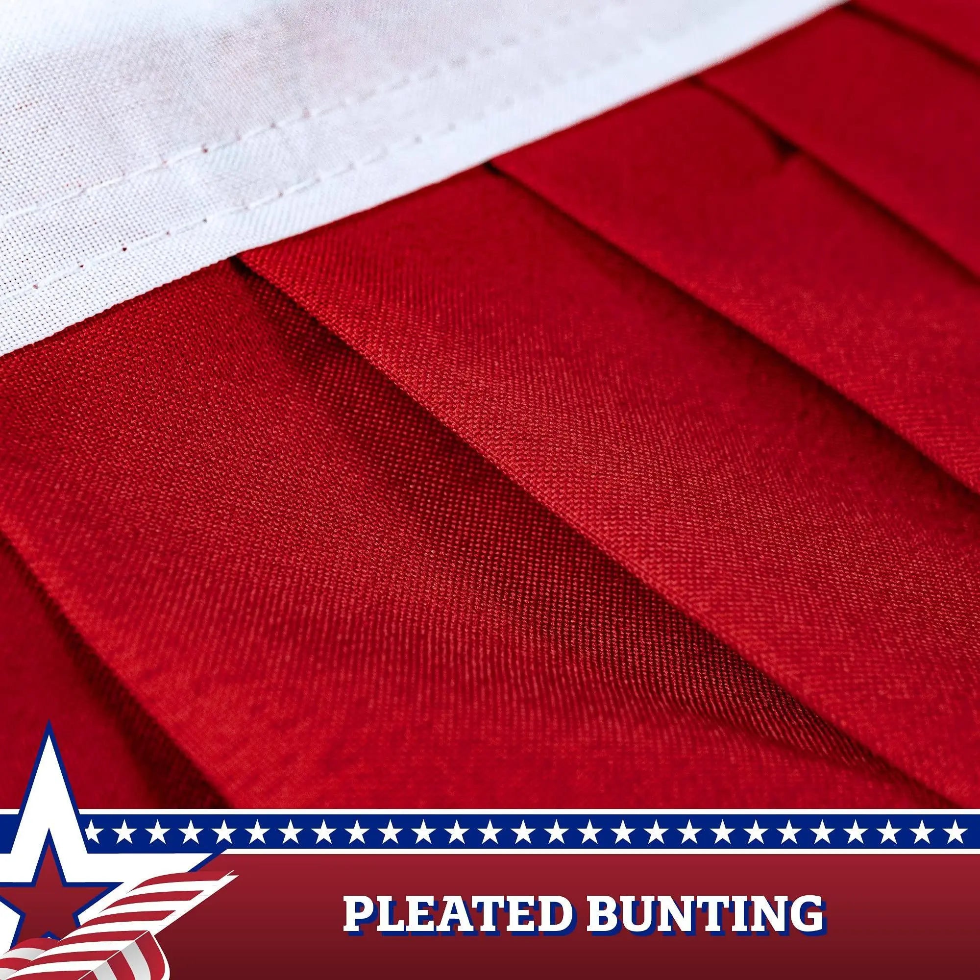 USA Pleated Fan Flag 4x8 Feet American USA Bunting Decoration Flags Embroidered Patriotic Stars & Sewn Stripes Canvas Header Brass Grommets G128