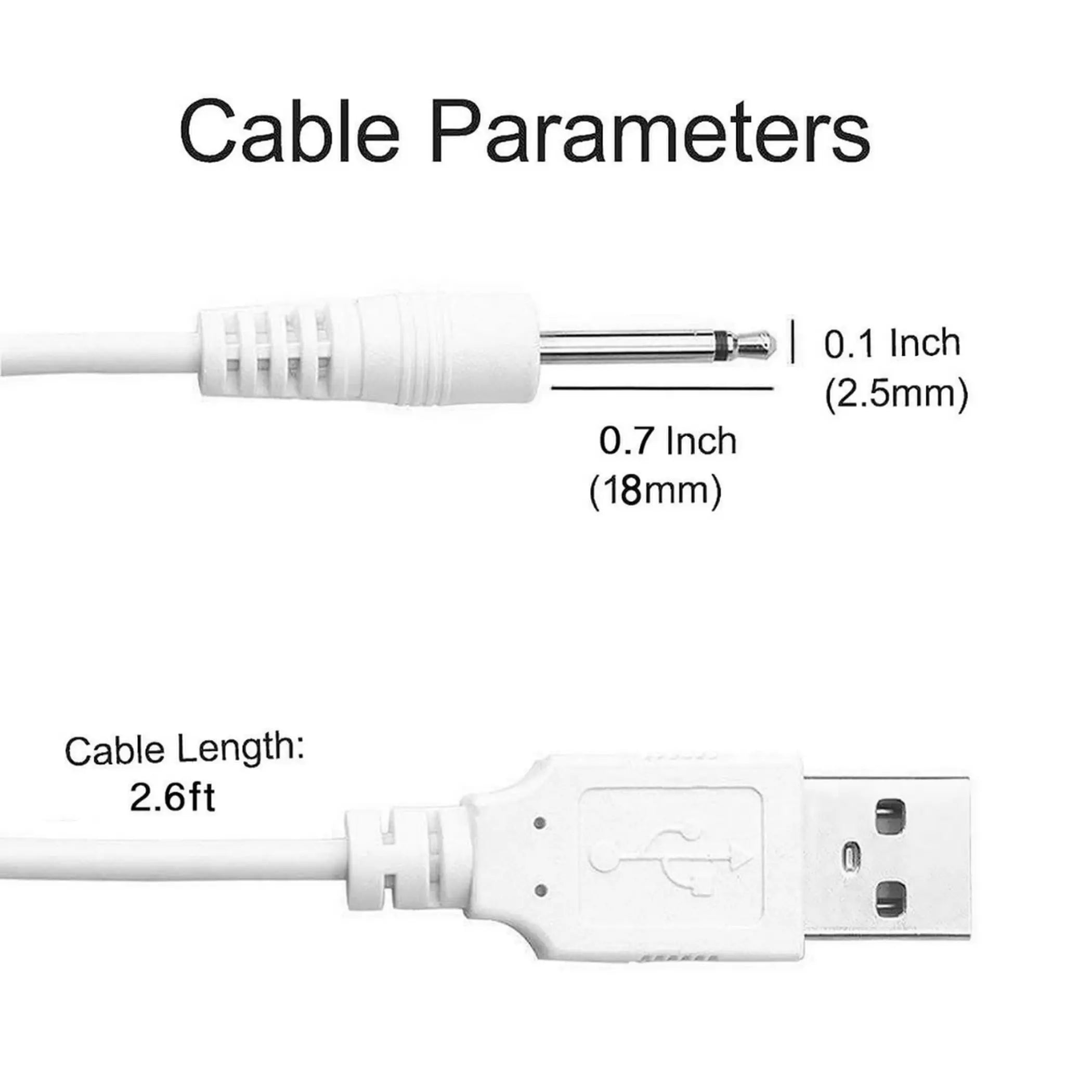 USB Charging Cable for Massager 2.5mm Fast Charging Replacement Charger Cord OEJ