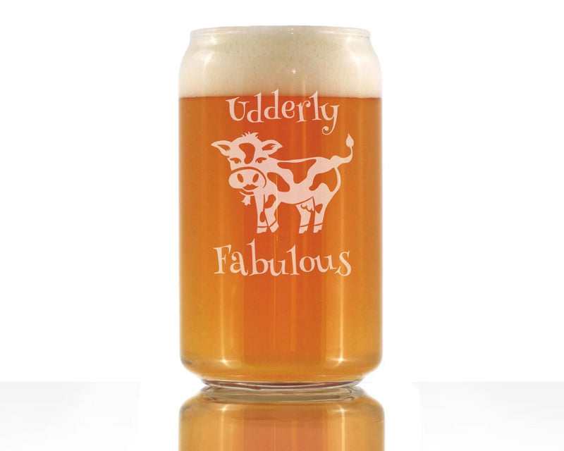 Udderly Fabulous Beer Can Pint Glass - Cow Gifts and Decor Bevvee