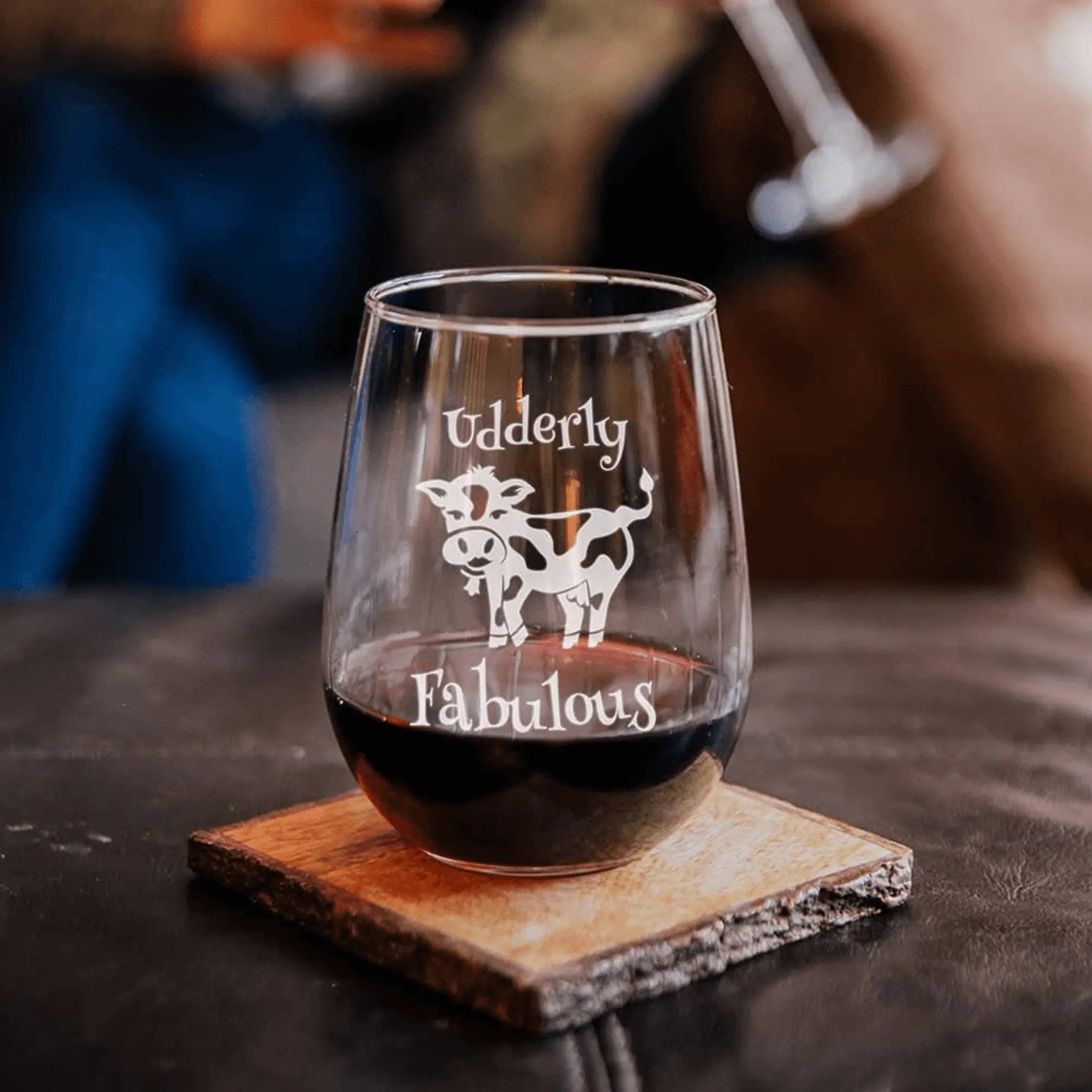Udderly Fabulous Stemless Wine Glass - Cow Gifts and Decor Bevvee