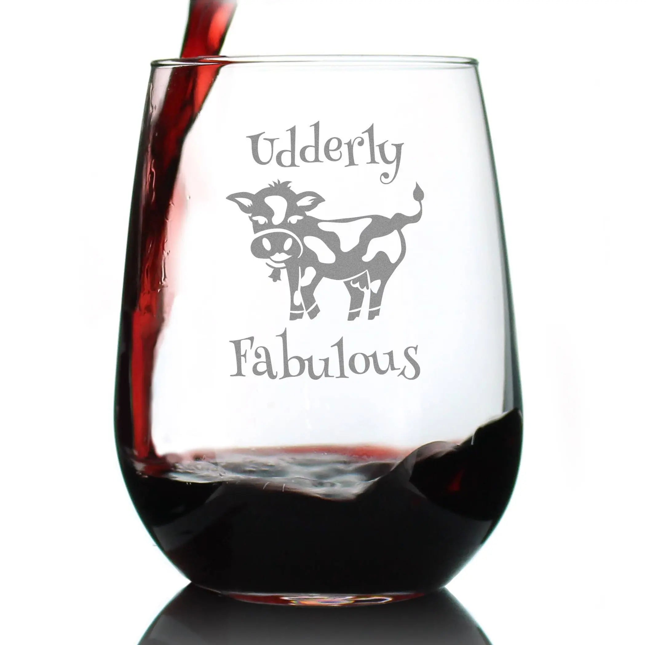 Udderly Fabulous Stemless Wine Glass - Cow Gifts and Decor Bevvee