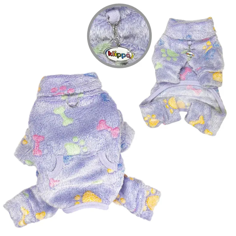 Ultra Plush Colorful Bones/Paws Turtleneck Pajamas Klippo