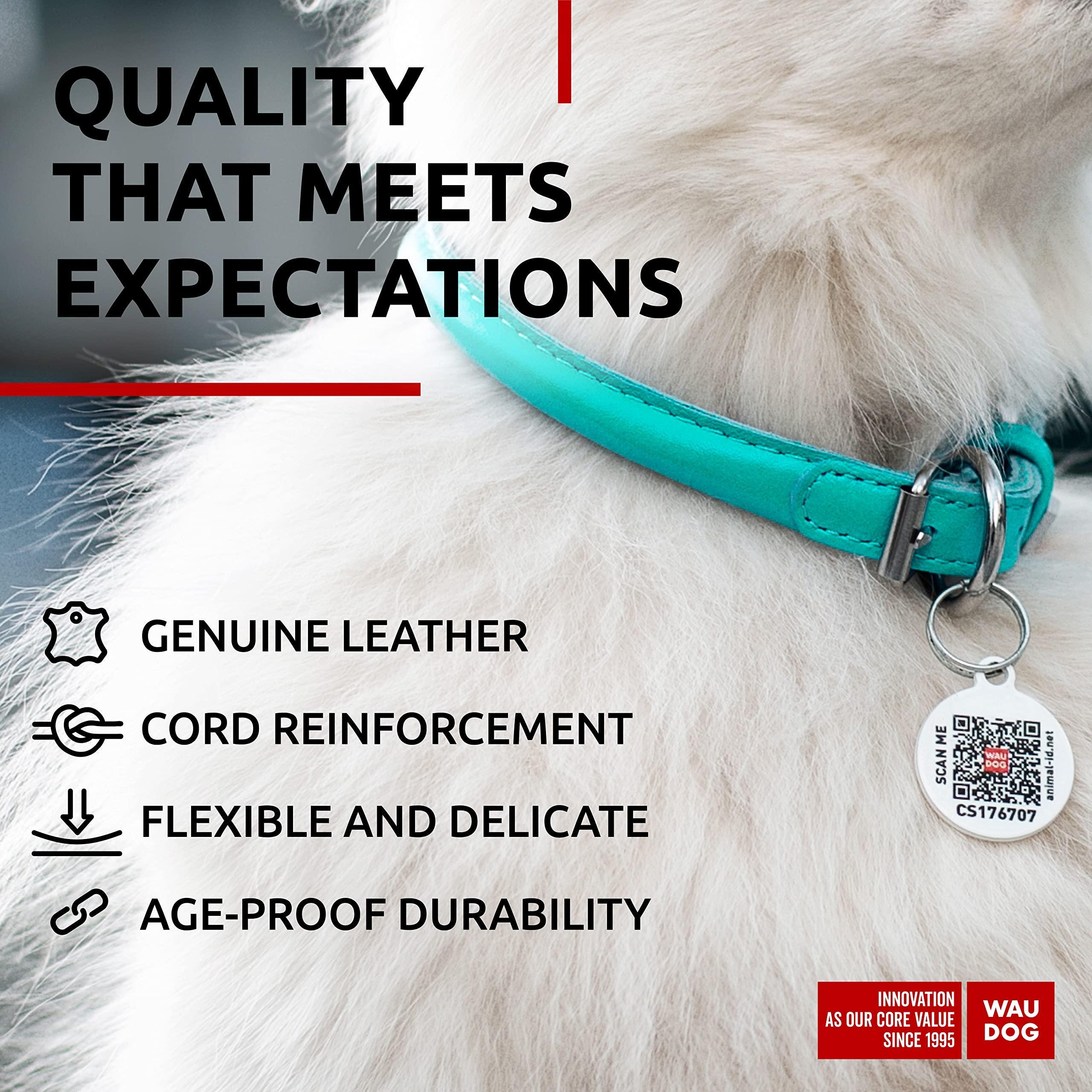 Ultra Soft Rolled Leather Dog Collar for Small Dogs   Soft Padded Dog Collars for Medium Dogs   Puppy Collars for Large Breed Dogs   Male and Female Dog Collar Waudog