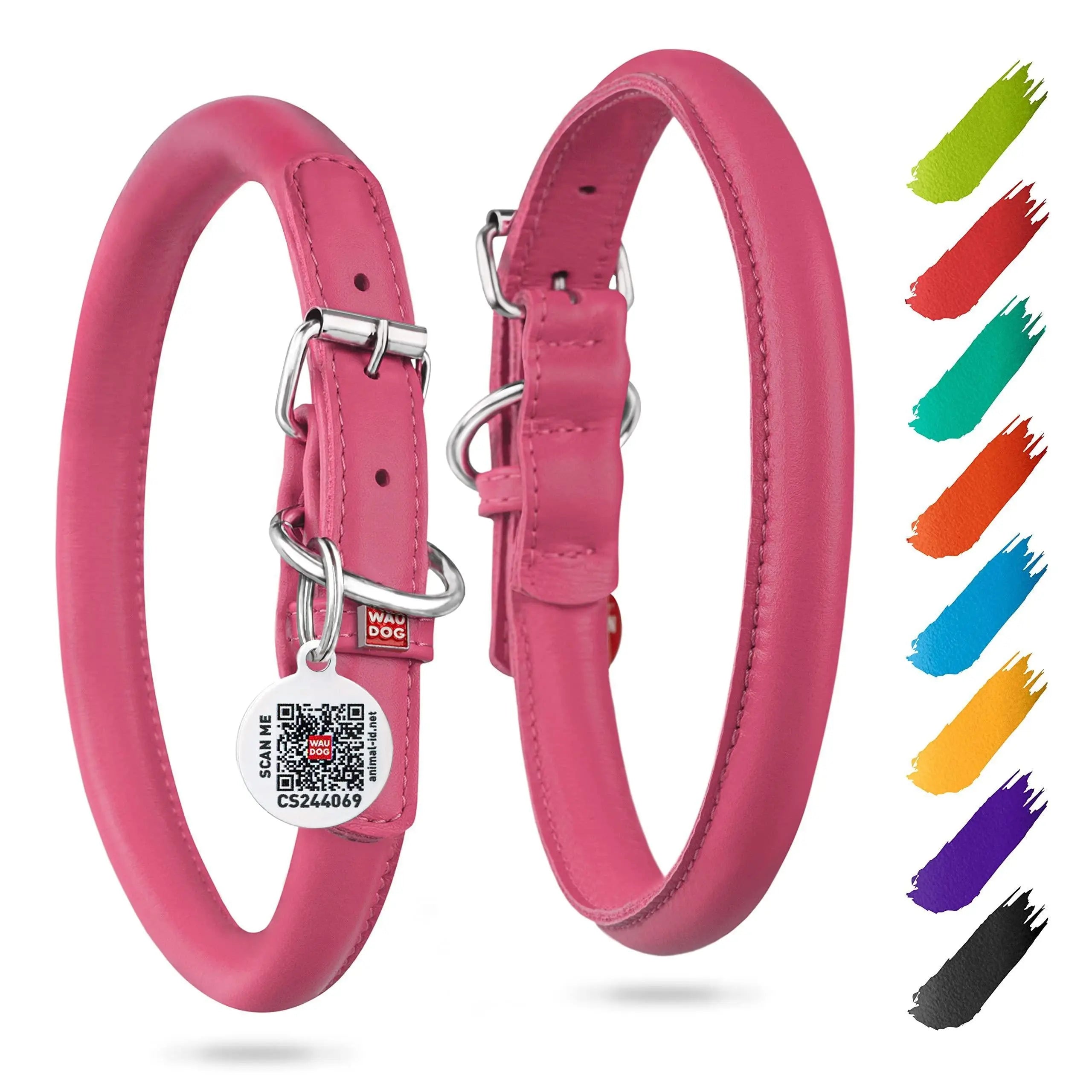 Ultra Soft Rolled Leather Dog Collar for Small Dogs   Soft Padded Dog Collars for Medium Dogs   Puppy Collars for Large Breed Dogs   Male and Female Dog Collar Waudog