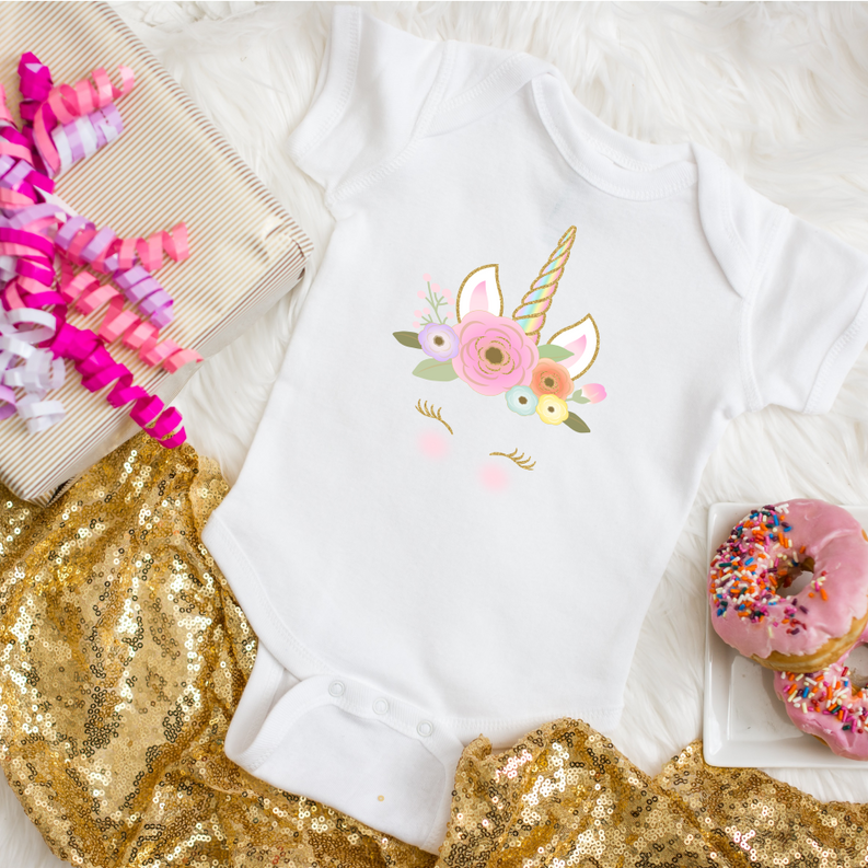 Unicorn 2 Baby Girl Bodysuit Dream Team Designs