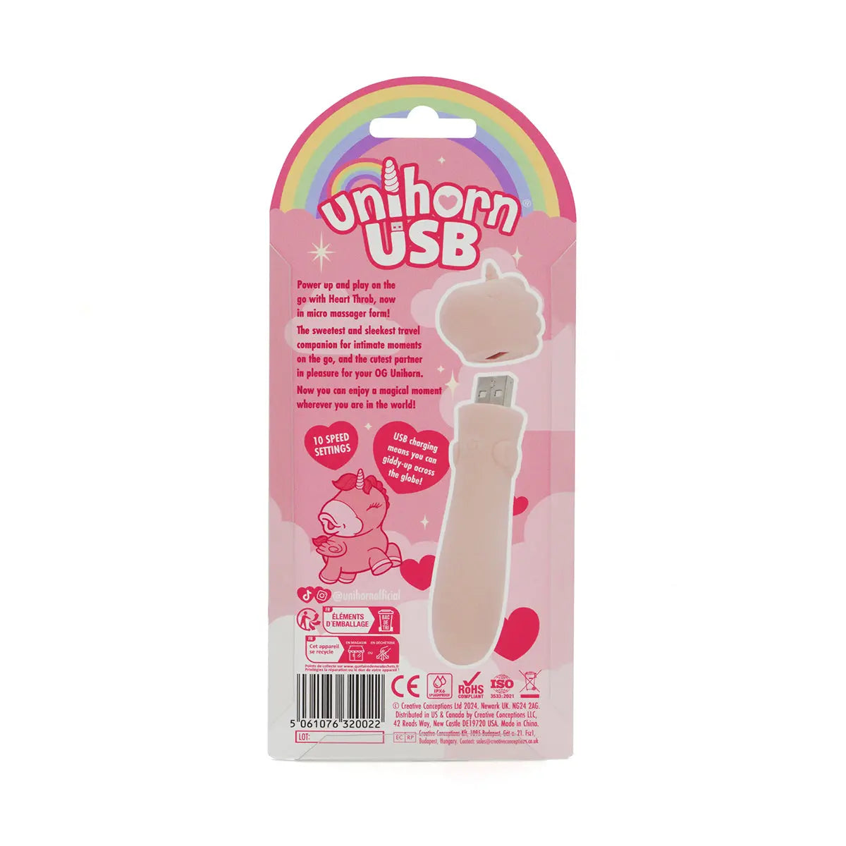 Unihorn USB Bullet Heart Throb Pink/Peach - GreatEagleInc