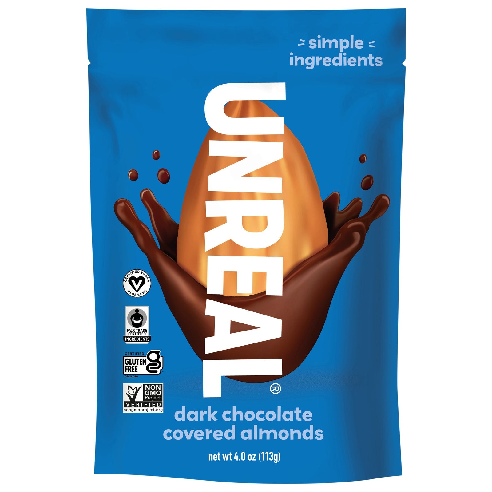 Unreal - Almonds Dk Choc Covered - Cs Of 6-4 Oz - GreatEagleInc