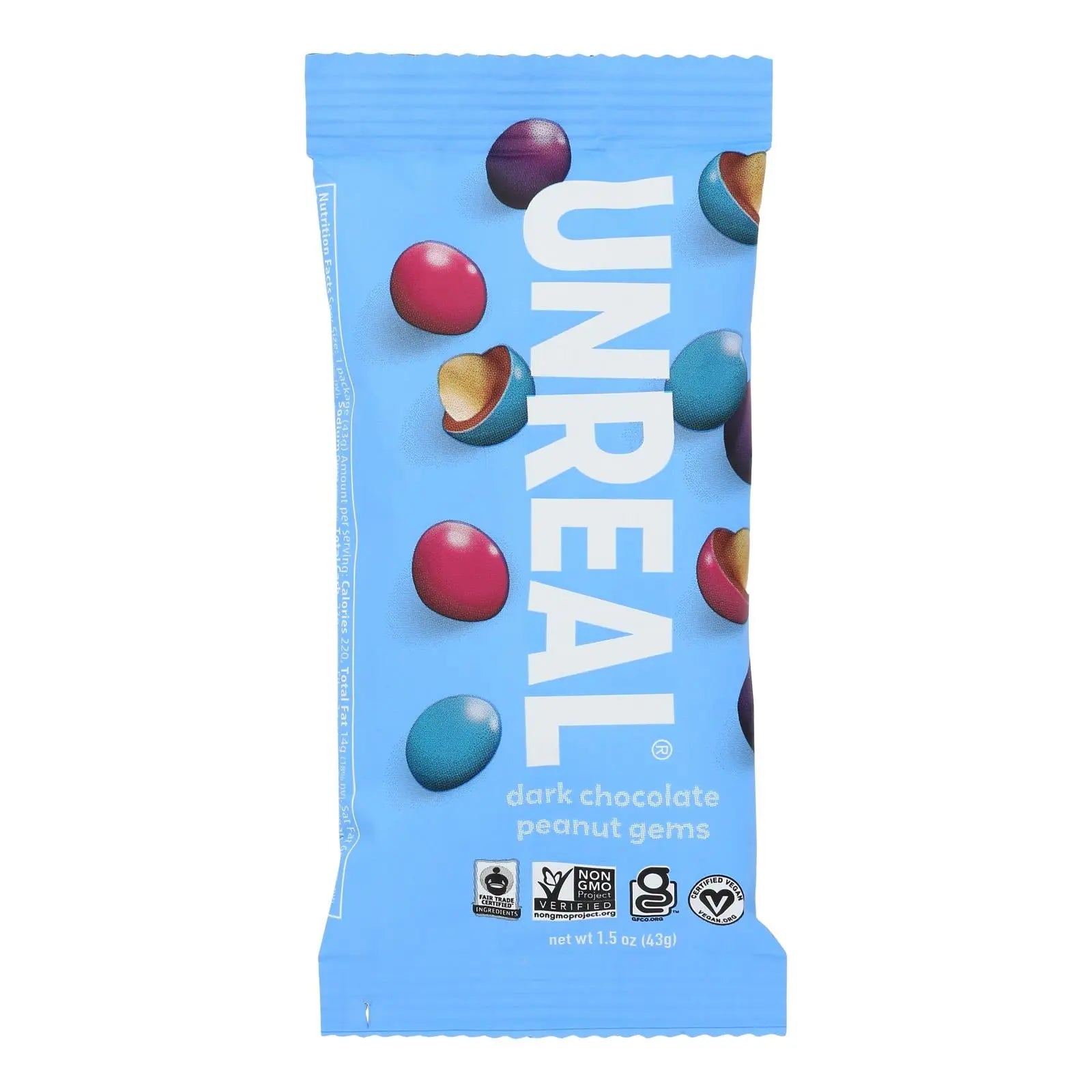 Unreal - Chocolate Gems Dk Peanut - Case Of 12 - 1.5 Oz Unreal