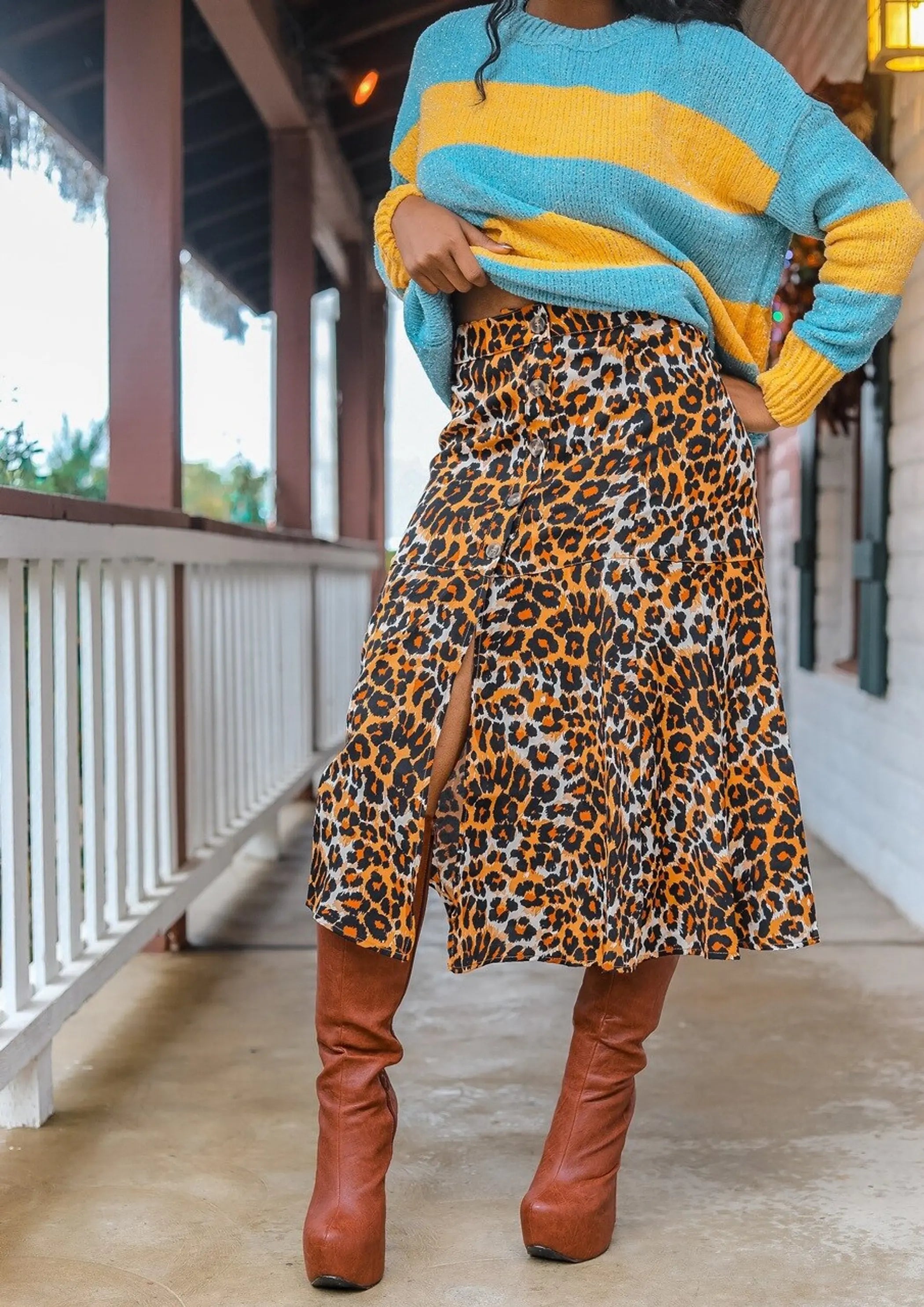 Untamed Animal Print High Waisted Midi Skirt SurelyMine
