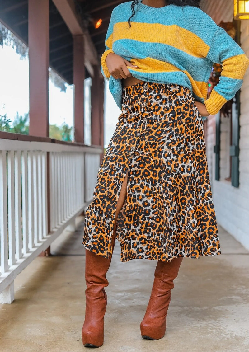 Untamed Animal Print High Waisted Midi Skirt SurelyMine