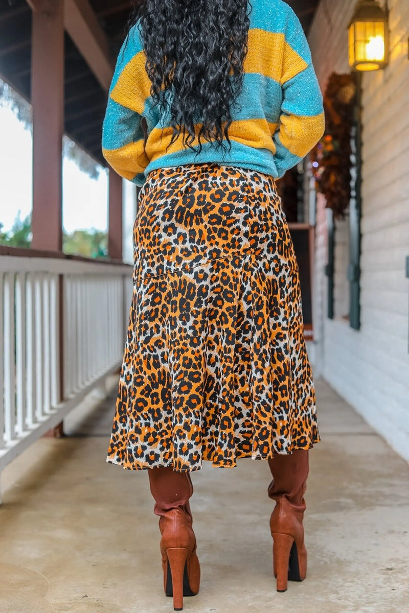 Untamed Animal Print High Waisted Midi Skirt SurelyMine