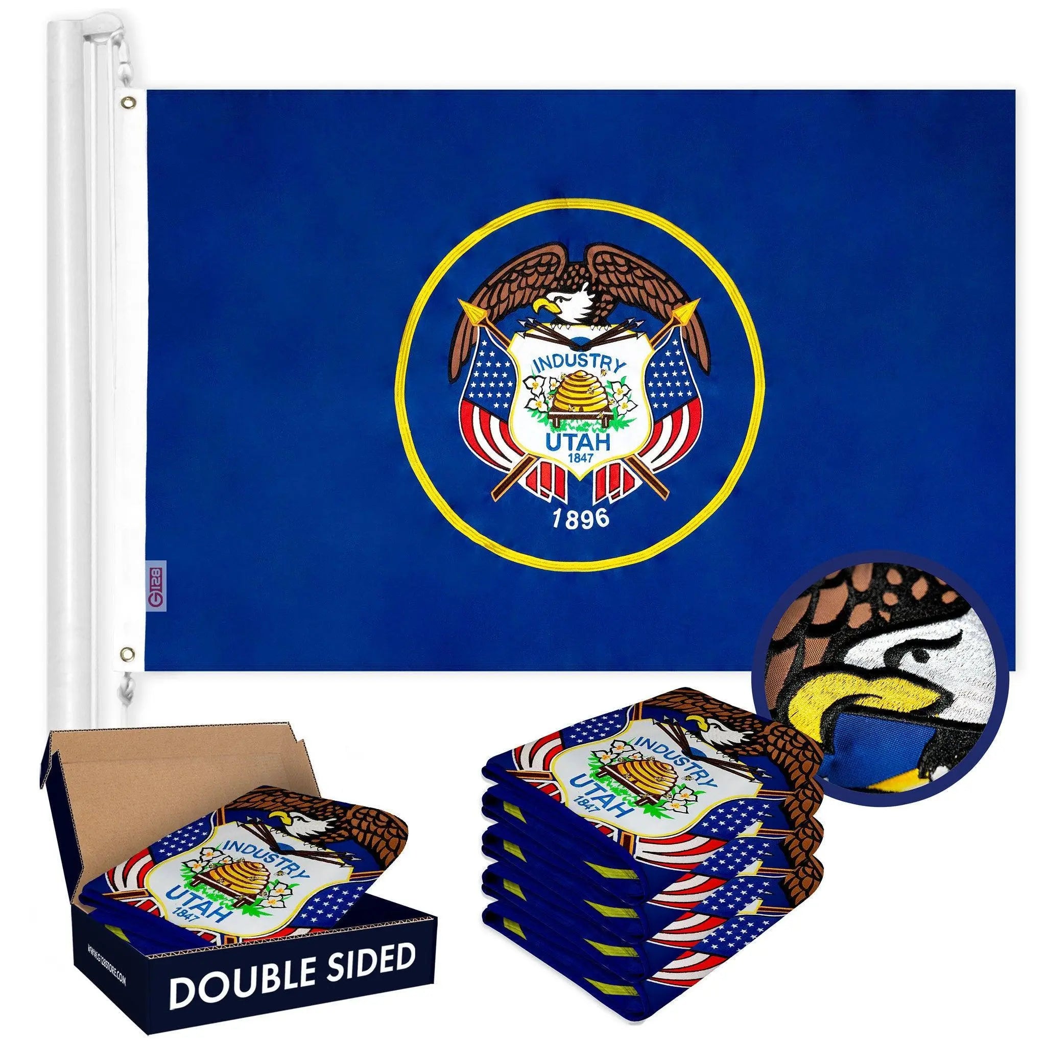Utah UT State Flag 3x5 Ft 5-Pack Double-sided Embroidered Polyester By G128 G128