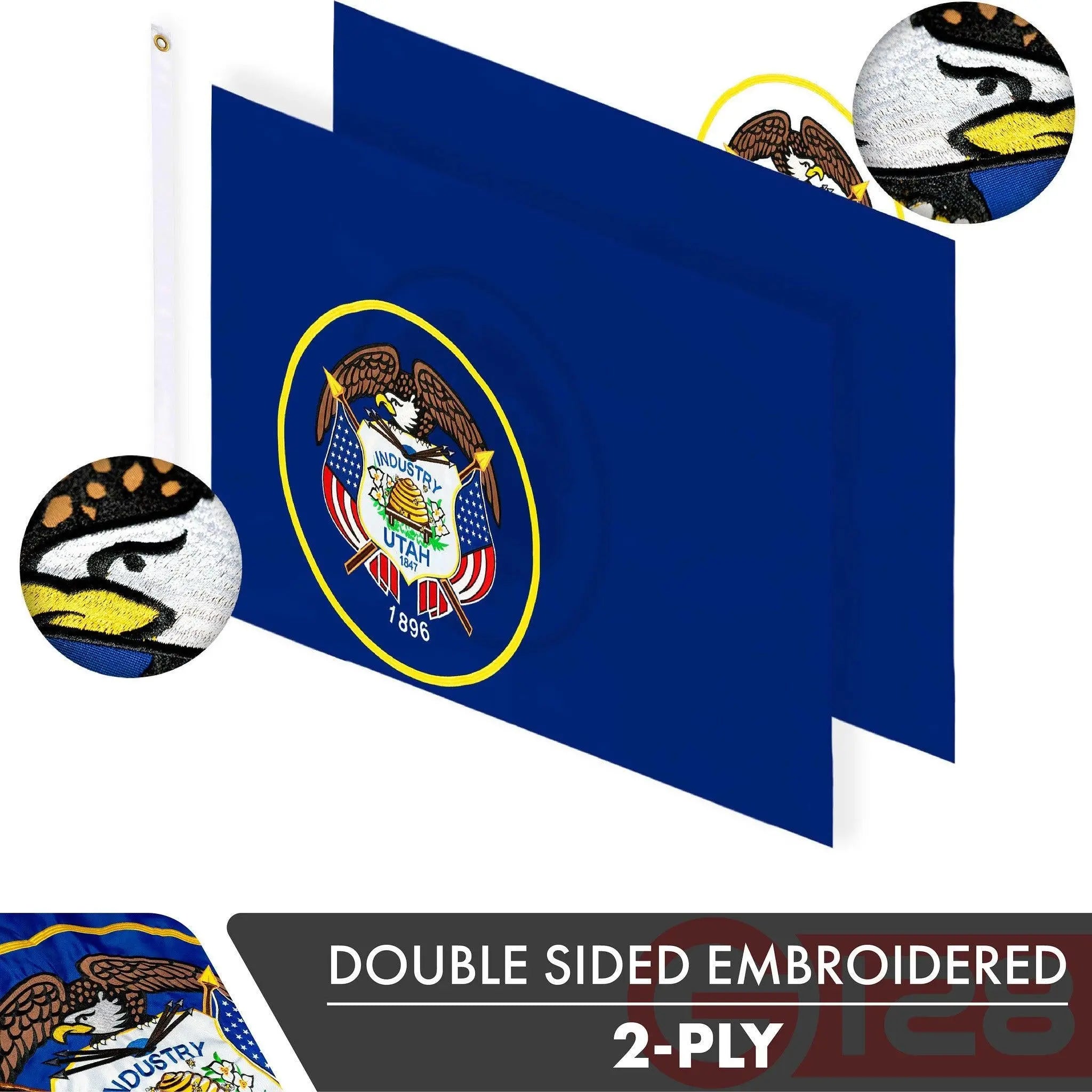 Utah UT State Flag 3x5 Ft 5-Pack Double-sided Embroidered Polyester By G128 G128