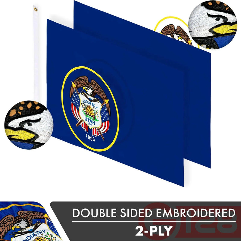 Utah UT State Flag 3x5 Ft 5-Pack Double-sided Embroidered Polyester By G128 G128