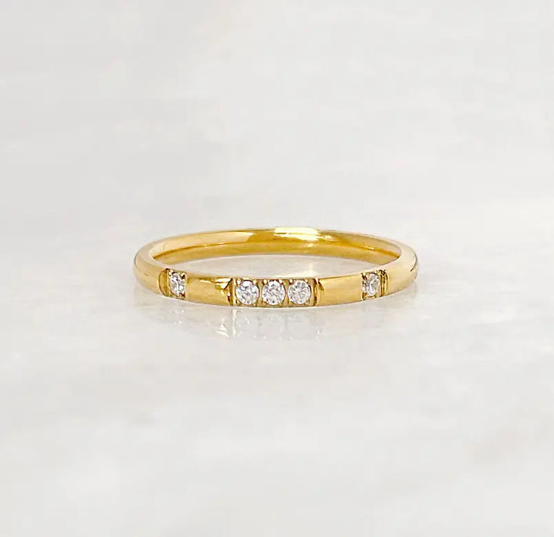 VEDA DAINTY GOLD CZ DIAMOND STACKABLE RING Mai Desiree