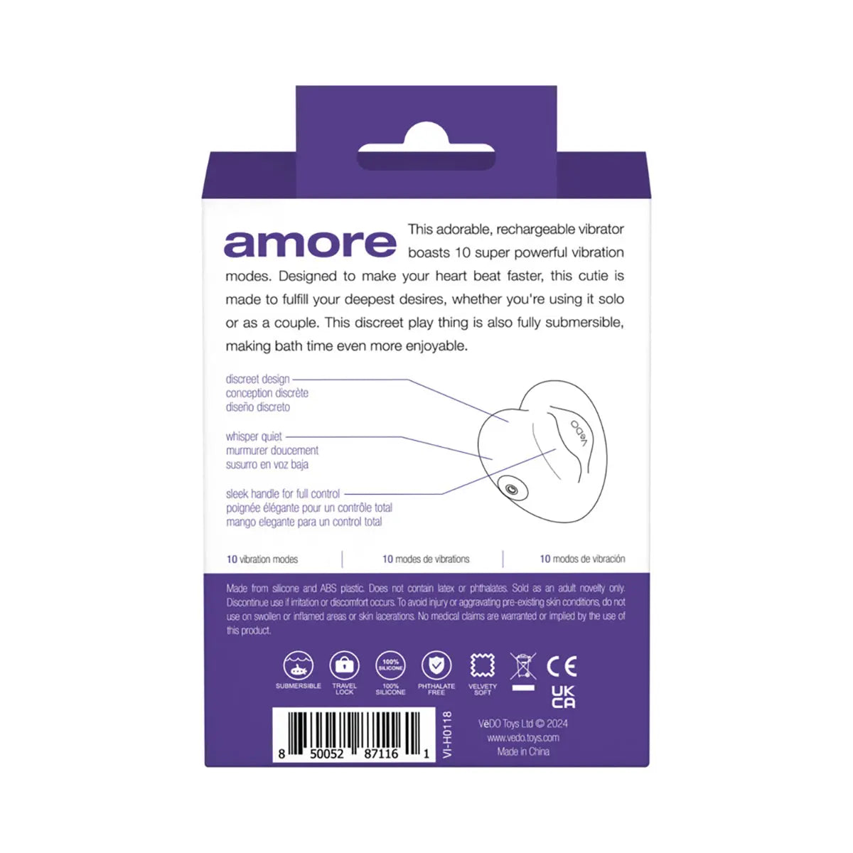 VeDO Amore Rechargeable Pleasure Vibe Purple - GreatEagleInc
