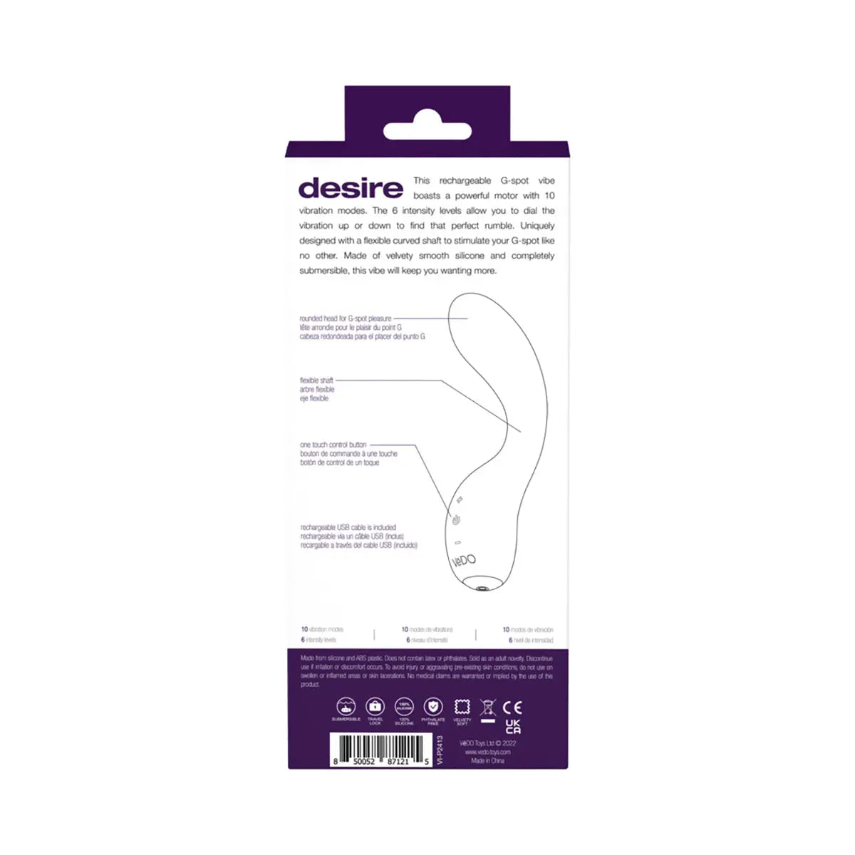 VeDO Desire Rechargeable Gspot Vibe Purple VeDO