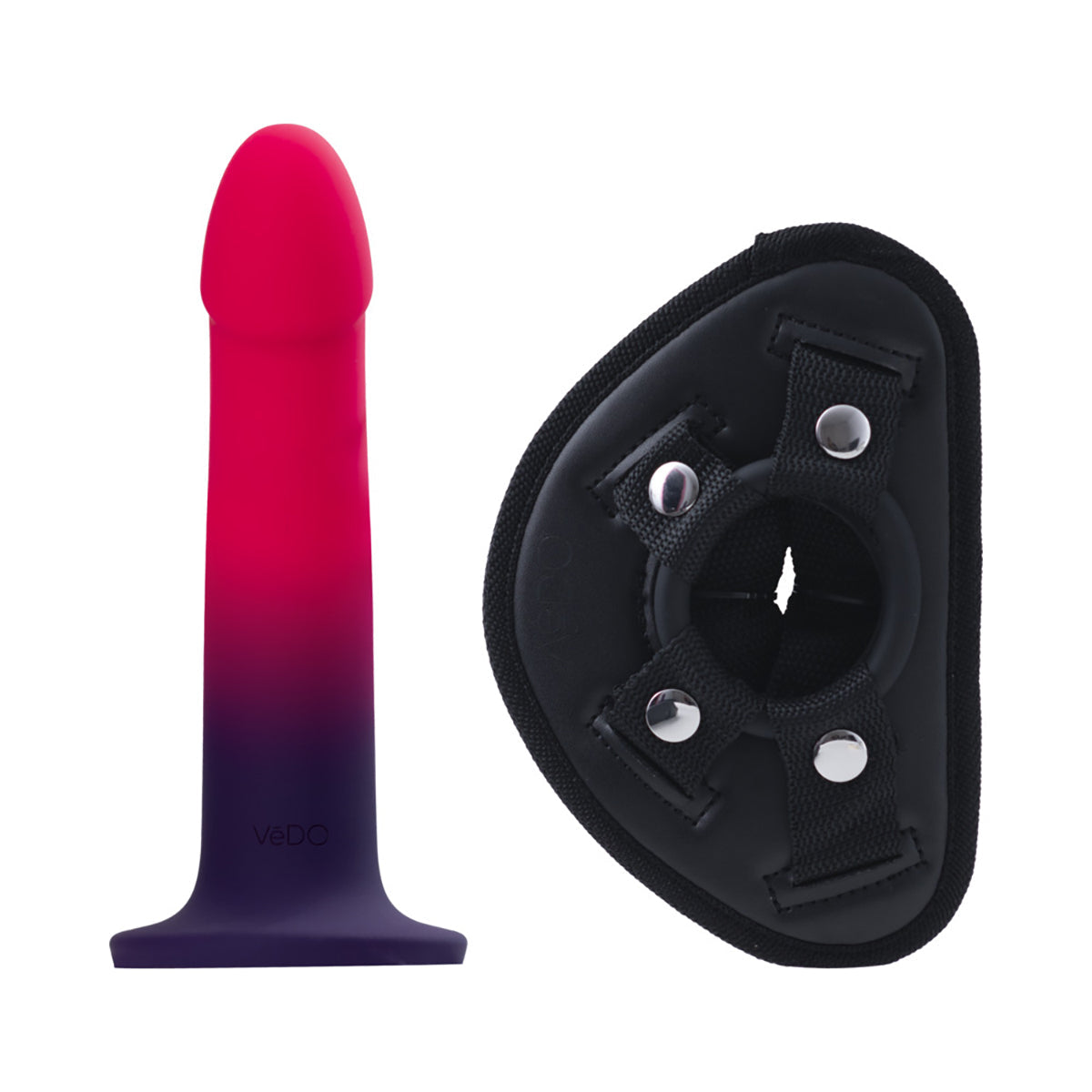 VeDO Duo Silicone Dildo with Harness Pink/Purple VeDO