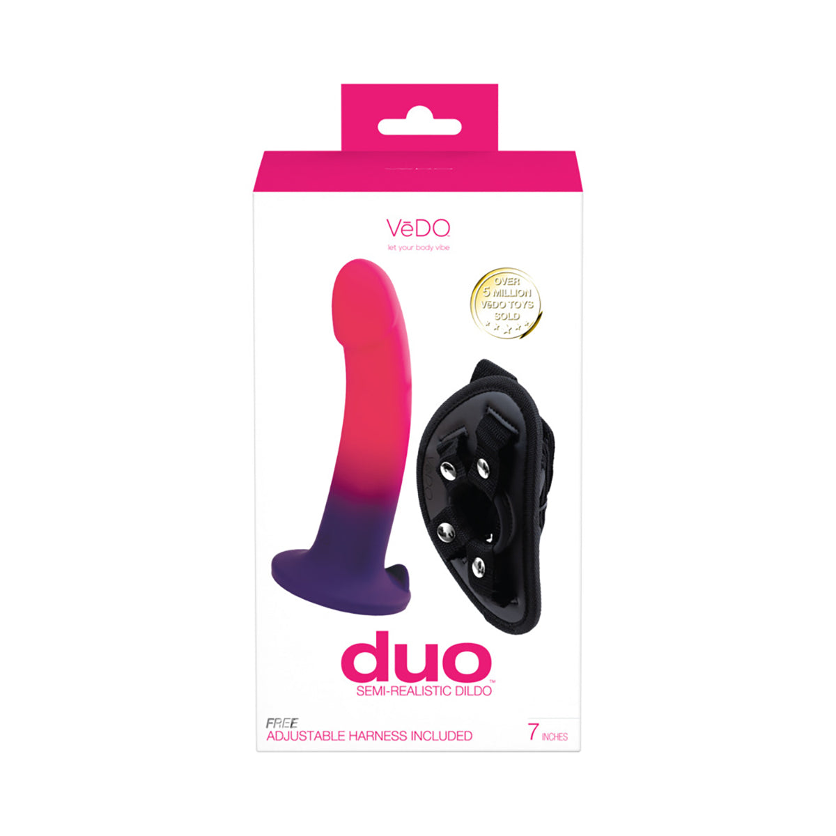 VeDO Duo Silicone Dildo with Harness Pink/Purple VeDO