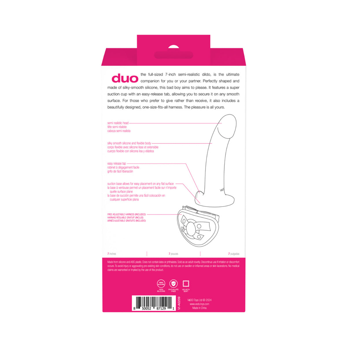 VeDO Duo Silicone Dildo with Harness Pink/Purple VeDO
