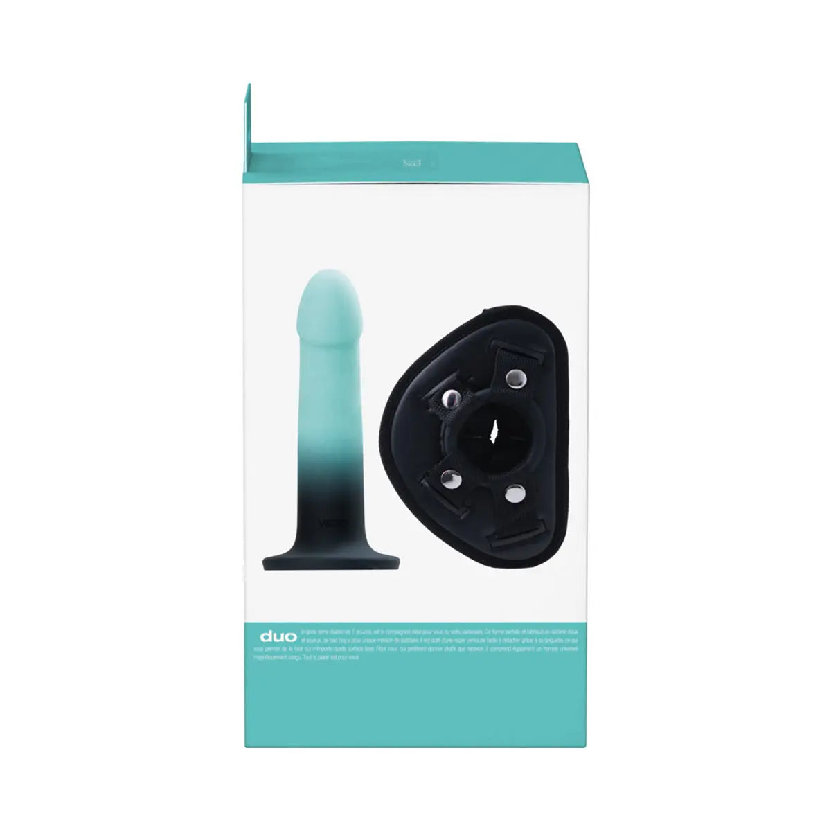 VeDO Duo Silicone Dildo with Harness Turquoise/Black VeDO