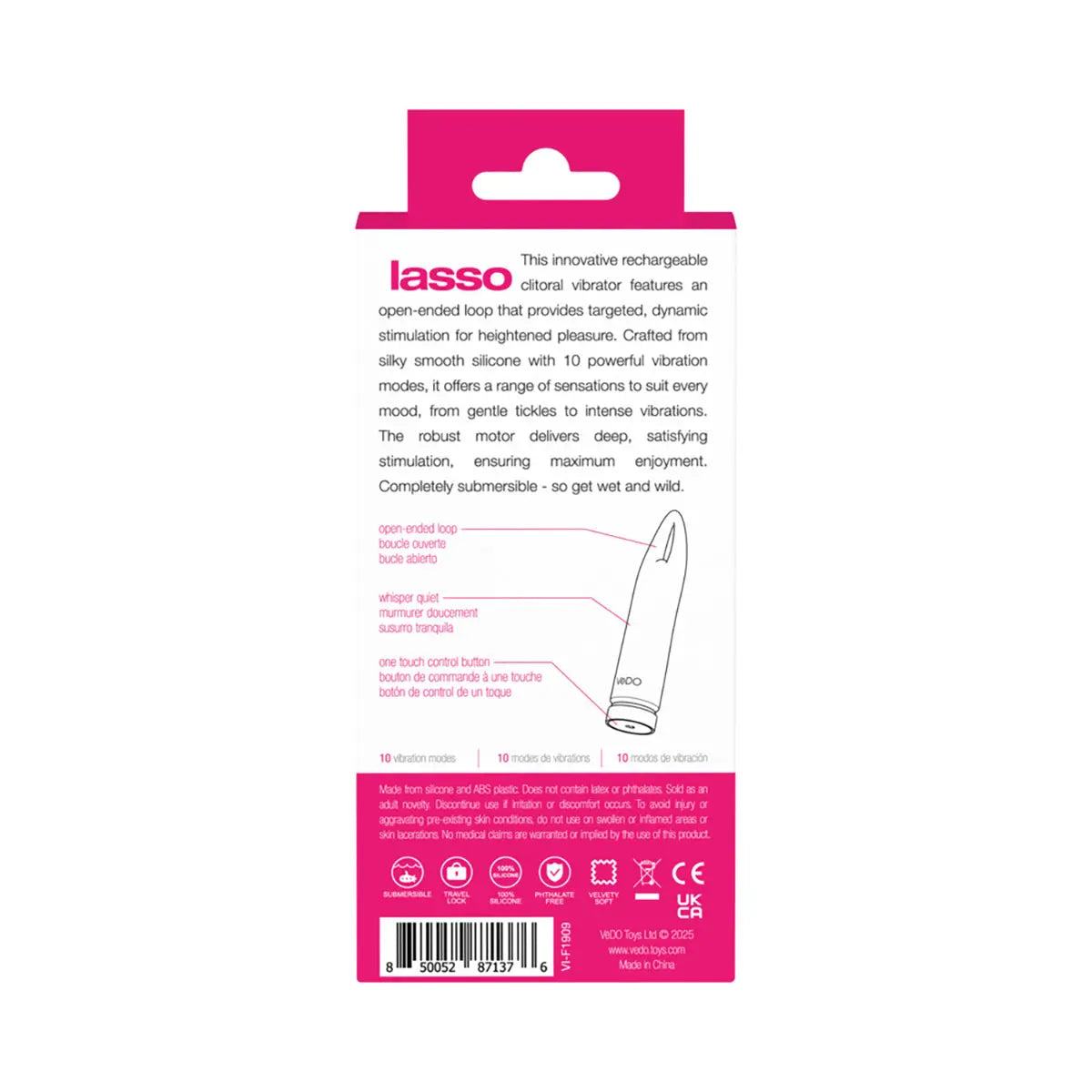 VeDO Lasso Rechargeable Bullet Vibe Pink VeDO