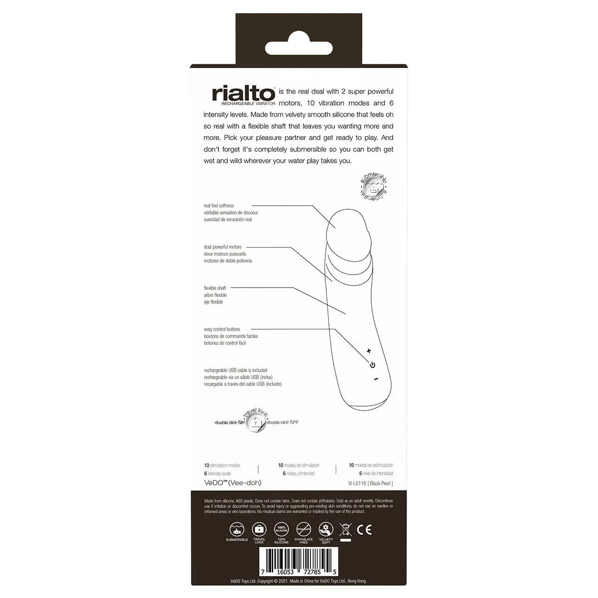 VeDO Rialto Vibrator - Black Pearl - GreatEagleInc