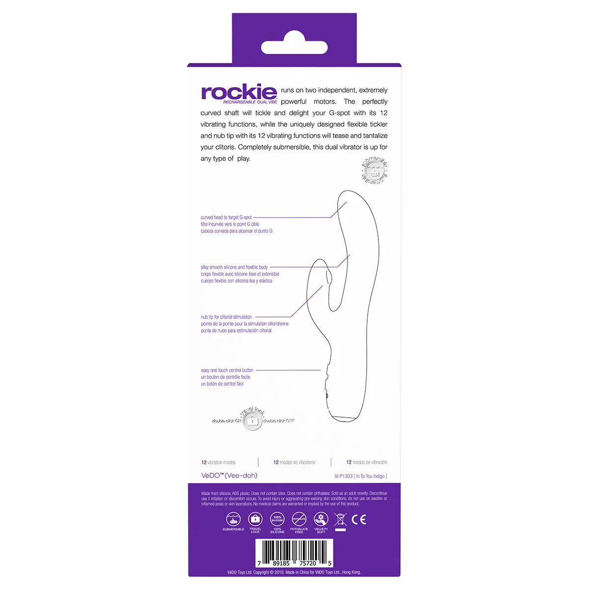 VeDO Rockie Dual Vibrator - Indigo VeDO