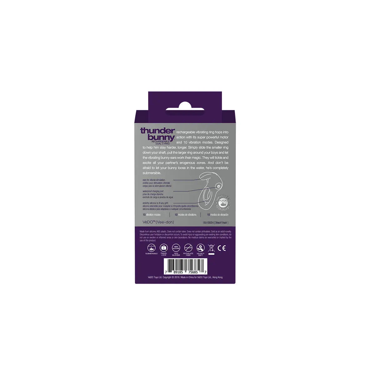 VeDO Thunder Bunny Vibrating Dual C-Ring - Purple VeDO